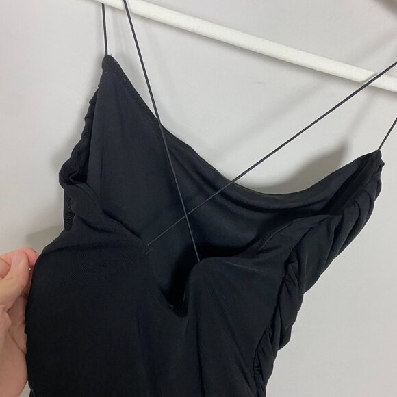 Oh Polly Mini Black Dress US 6 Strappy Ruched Sides - Picture 4 of 12